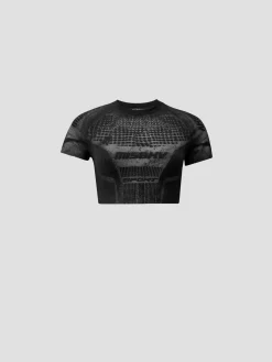 Activewear Printed Jersey Cropped T-Shirt