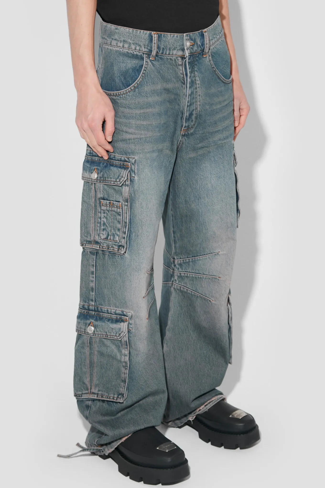 Dirt Bath Cargo Denim Trousers