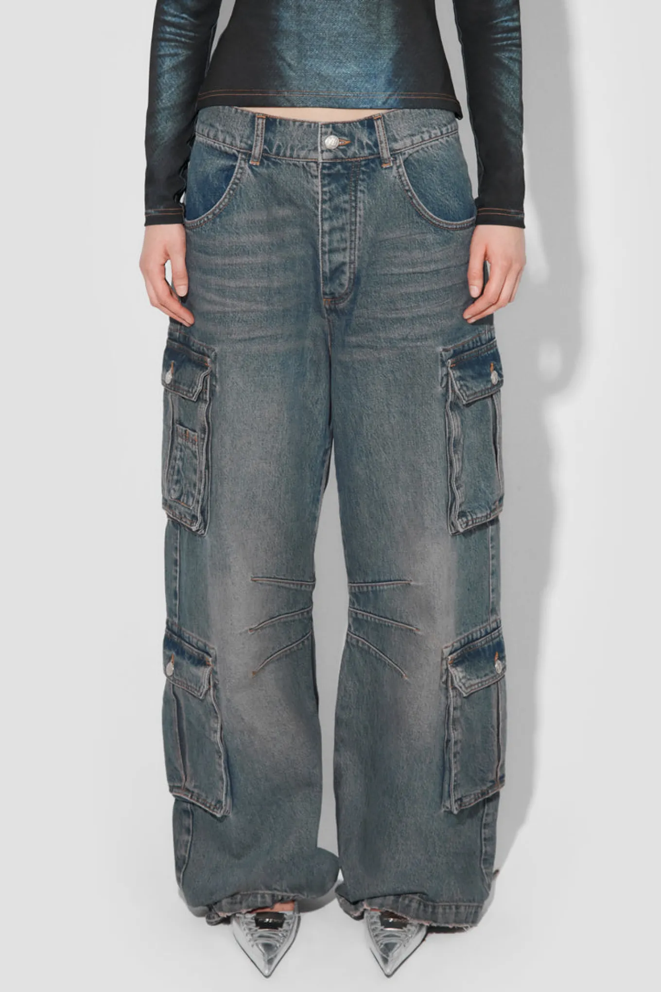 Dirt Bath Cargo Denim Trousers