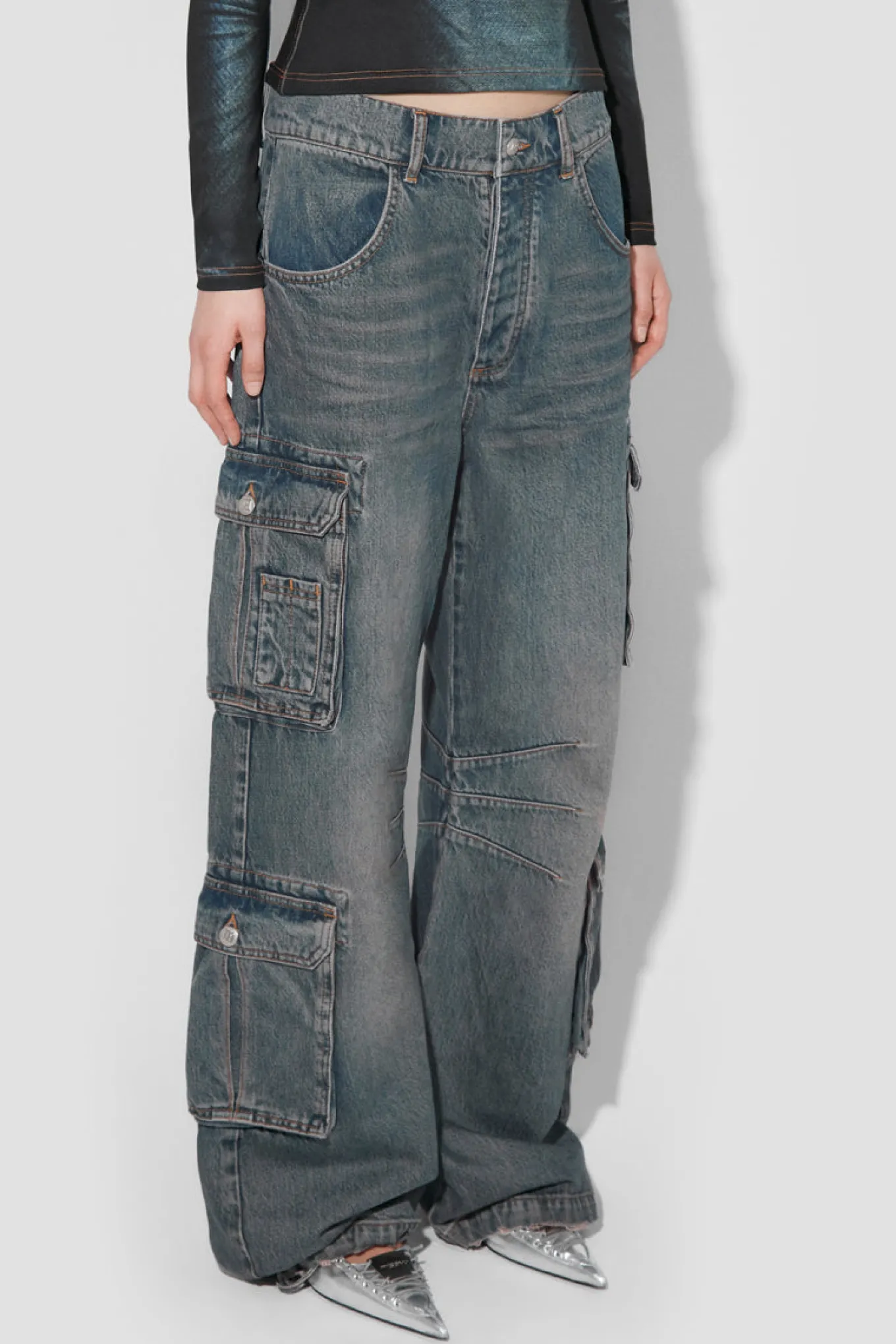 Dirt Bath Cargo Denim Trousers