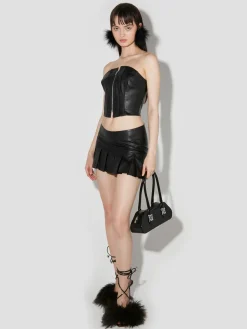 Faux Leather School Mini Skirt