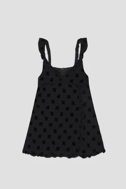 Velour Monogram Slip Dress