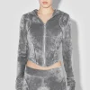 Velour Zipped Hoodie
