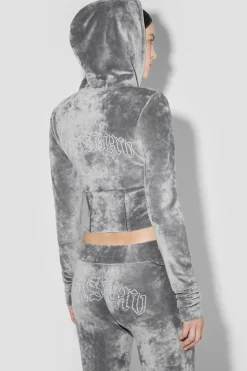 Velour Zipped Hoodie